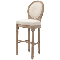 HOMCOM Barhocker in Vintage-Design, mit Fußstütze und Nivilierfüßen, 50 cm x 54 cm x 119 cm, Braun + Cremeweiß(m-9)