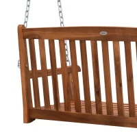 Outsunny Hängebank Gartenschaukel Hollywoodschaukel 2-Sitzer mit Ketten Holz Natur B122 x T61 x H59cm(m-8)