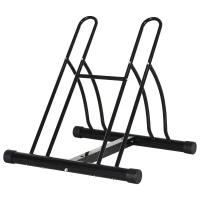 HOMCOM 2 Bike Floor Parking Stand Rack Indoor Outdoor Ground Reversible - Black(m-7)