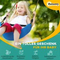 Outsunny Ninja Slackline Set 13 m hängende Hindernisse für 3-14 Jahre Kinder Schwingen Ninja Kinder Klettertraining Seil mit Ringe Holzleiter Schaukel Outdoor Polyester Holz mehrfarbig(m-6)
