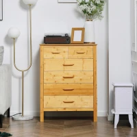 HOMCOM Kommode mit 6 Schubladen, 66 cm x 37,5 cm x 88,6 cm, Natur(m-7)