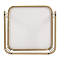 Set di 2 Tavolini da Salotto Impilabili con Piano in Marmo Lucido e Vetro, Struttura in Metallo e Cassetti, 60x60x42 cm + 50x50x34 cm, Nero(m-7)