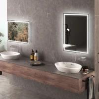HOMCOM 70 x 50cm LED Bathroom Mirror with Lights, Dimmable Makeup Mirror, Vanity Mirror with 3 Colour, Smart Touch, Anti-Fog(m-9)