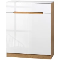 HOMCOM Schuhschrank, Schuhkommode, Schublade, versetzbare Einlegeböden, Hochglanzoberfläche, weiß, 80 x 32 x 100 cm(m-10)