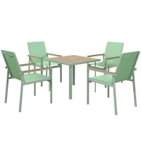 Outsunny Set de Masa de Gradina din 5 Piese cu Masa cu Blat(m-1)