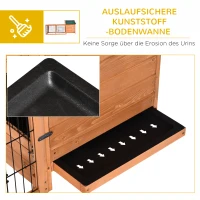 PawHut Kleintierstall mit Freilauf, herausnehmbare Bodenwanne, aufklappbares Dach, 146,7 cm x 95, 5 cm x 69 cm(m-6)
