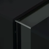 Tavolino da Salotto Moderno con Luci LED 16 Colori, Telecomando e Comparto Nascosto, 73x60x34 cm, Nero(m-8)