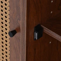 Credenza Moderna in Stile Naturale con Inserti in Rattan, Tre Porte e Due Cassetti Irregolari, 130x75,5x40 cm per Soggiorno o Cucina, Rattan(m-10)