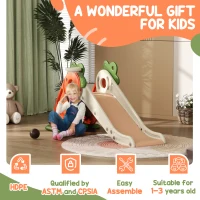 AIYAPLAY 3 in 1 Foldable Toddler Slide with Basketball Hoop, Climber, Carrot-themed, for 1-3 Years(m-9)