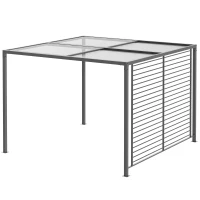 Outsunny Pergola, Gartenpavillon, 4 einziehbare Dachelemente, leicht und stabil, Metallrahmen, dunkelgrau, 3 x 3 x 2 m(m-10)