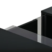 Tavolino da Salotto Moderno con Luci LED 16 Colori, Telecomando e Comparto Nascosto, 73x60x34 cm, Nero(m-6)