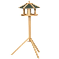 PawHut Vogelhaus, Futterhaus mit Ständer, herausnehmbare Futterschale, 77 cm x 77 cm x 126 cm, Gelb + Grün(m-10)