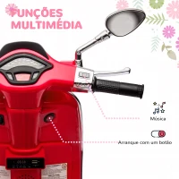 AIYAPLAY Moto Elétrica para Crianças de 3-6 Anos com Licença Vespa com USB MP3 Luz LED Rádio FM Velocidade 3 km/h Vermelho(m-5)