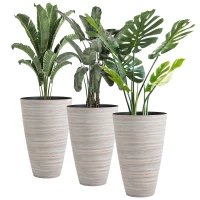 Outsunny 3er-Set Blumentöpfe, Pflanztöpfe, Indoor, Outdoor, 70 cm, Cremeweiß(m-10)