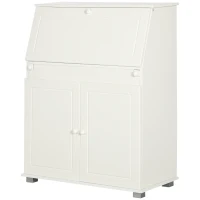 HOMCOM Sekretär Schreibtisch Kommode Schreibkommode Klappensekretär platzsparender Computertisch mit Schrank Weiß 82 x 38,5 x 107 cm(m-10)