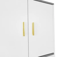 Comodă Modernă cu 4 Uși și Compartiment Deschis Central, Balamale Silențioase Soft-Close, pentru Bucătărie și Living, 60x40x180 cm, Alb(m-6)