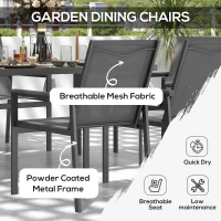 Outsunny Seven-Piece Metal Dining Set, with Glass-Top Table - Grey(m-4)