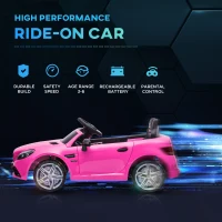 AIYAPLAY Benz SLC 300 Licensed 12V Kids Electric Ride On Car with Parental Remote Two Motors Music Lights Suspension Wheels for 3-6 Years Pink(m-4)