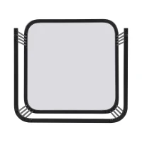 Set di 2 Tavolini da Salotto Impilabili con Piano in Marmo Lucido e Vetro, Struttura in Metallo e Cassetti, 60x60x42 cm + 50x50x34 cm, Nero(m-8)