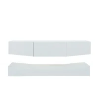 Mobile Porta TV Sospeso Moderno con Illuminazione LED, 3 Ripiani, in Truciolare, 180x40 cm - Mobiletto Porta TV Particolare, Bianco(m-10)