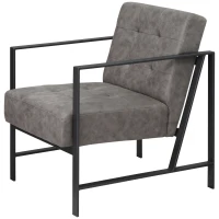 HOMCOM Sessel, Stuhl, modernes Design, Knopfverzierung, Stahlrahmen, dicke Polsterung, dunkelgrau, 62 x 77 x 84cm(m-9)