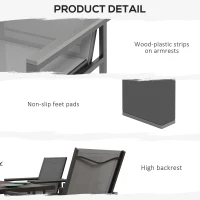 Outsunny Seven-Piece Metal Dining Set, with Glass-Top Table - Grey(m-7)