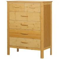 HOMCOM Kommode mit 6 Schubladen, 66 cm x 37,5 cm x 88,6 cm, Natur(m-10)