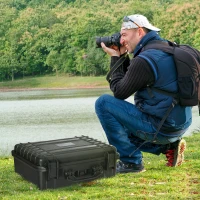 Outsunny Wertsachenkoffer mit Griff, wasserdicht 56 cm x 42 cm x 21 cm Schwarz(m-2)