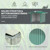 Outsunny Mähroboter Garage aus verzinkte Stahl Überdachung mit Satteldach, wetterfest Garage für Rasenmäher Unterstand Rasenroboter Carport, 88 x 87 x 60 cm Dunkelgrün(m-4)