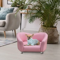 PawHut Luxus Haustiersofa Hundesofa Hundebett Sofa für Katzen Hunde Kunstleder Massivholz Rosa 67 x 41 x 39 cm(m-2)