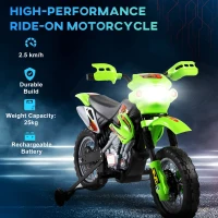 HOMCOM 6V Kids Child Electric Motorbike Ride on Motorcycle Scooter Children Toy Gift for 3-6 Years (Green)(m-5)