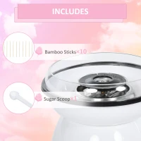 HOMCOM 450W Electric Candyfloss Machine Kit Non-Stick Plates Fairground Fun Children Adult Party Gift Home Sweet Metal Body w/ Accessories White(m-6)