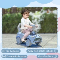 AIYAPLAY Foot To Floor Ride On Car Sliding Car w/ Air Horn, Anti-Over-Backwards, 18 to 36 Months - Light Blue(m-6)