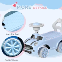 AIYAPLAY Foot To Floor Ride On Car Sliding Car w/ Air Horn, Anti-Over-Backwards, 18 to 36 Months - Light Blue(m-7)