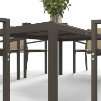 Outsunny Conjunto de Refeição de Exterior de 7 Peças Mesa e 6 Cadeiras de Jardim com Cadeiras Empilháveis e Estrutura de Aço Cáqui(m-8)