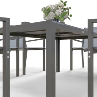 Outsunny Seven-Piece Garden Dining Set, with Plastic Wood-Top Table - Grey(m-7)