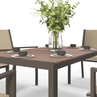 Outsunny Seven-Piece Garden Dining Set, with Plastic Wood-Top Table - Brown(m-7)