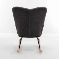 Mid Century Modern Teddy Fabric Tufted Upholstered Garden Rocking Chair with Padded Seat, 80x70x95 cm, Dark Gray(m-9)