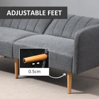 HOMCOM Two Seater Sofa Bed, Convertible Linen Fabric Sofa Couch, Click Clack Sofabed with Adjustable Split Backrest for Living Room, Bedroom, Guest Room, Grey(m-6)