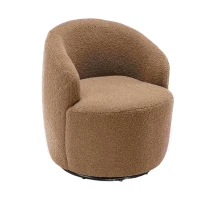 Teddy Fabric 360° Swivel Armchair with Ergonomic Design, Metal Base, Sofa Chair for Bedroom, Living Room, 64x64x71 cm, Coffee(m-2)