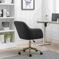 Adjustable Height Ergonomic Swivel Executive Office Chair with Gold Legs and Backrest, 58x58x86 cm, Dark Gray(m-5)