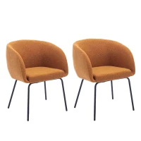 2 Pack Modern Lounge Chair with Black Powder Coated Metal Legs, Wingback Armchair for Dining Table, 58x58x78 cm, Orange(m-2)