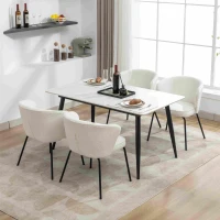 Boucle Chair with Metal Legs and Wingback Design, Upholstered Modern Lounge Chair, for Dining Table, 62x63.5x75 cm, Beige(m-5)