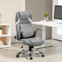 Vinsetto Linen-Look Office Chair, with Adjustable Height and Tension - Grey(m-2)