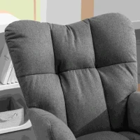 Modern Flax Fabric Tufted Upholstered Garden Rocking Chair with Padded Seat, Ergonomic Backrest, 80x70x95 cm, Grey(m-4)