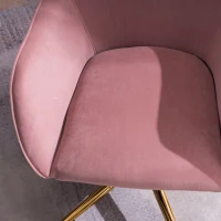 Velvet Adjustable Height Swivel Executive Office Chair with Gold Legs and Ergonomic Backrest, 58x58x86 cm, Pink(m-5)