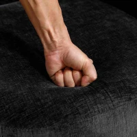 Chenille Fabric Swivel Armchair with Ergonomic Backrest, Wooden Frame, Sofa Chairs for Living Room, 64x64x71 cm, Black(m-7)