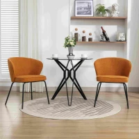 2 Pack Modern Boucle Fabric Wingback Accent Chairs with Black Powder Coated Metal Legs, 62x63.5x75 cm, Orange(m-5)