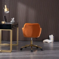 Velvet Adjustable Height Swivel Executive Office Chair with Gold Legs, 58x58x86 cm, Orange(m-6)