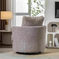 Chenille Swivel Recliner with Back Cushion, Thick Foam Pad, 360° Rotation, 78.5x83x86 cm, Light Grey(m-5)
